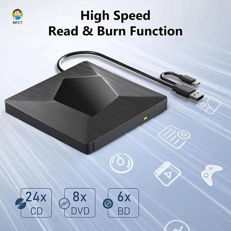 Gravador De Unidade Bluray Externo 3D Portátil Óptica Externa BD/CD/DVD Drive Player Para PC Laptop