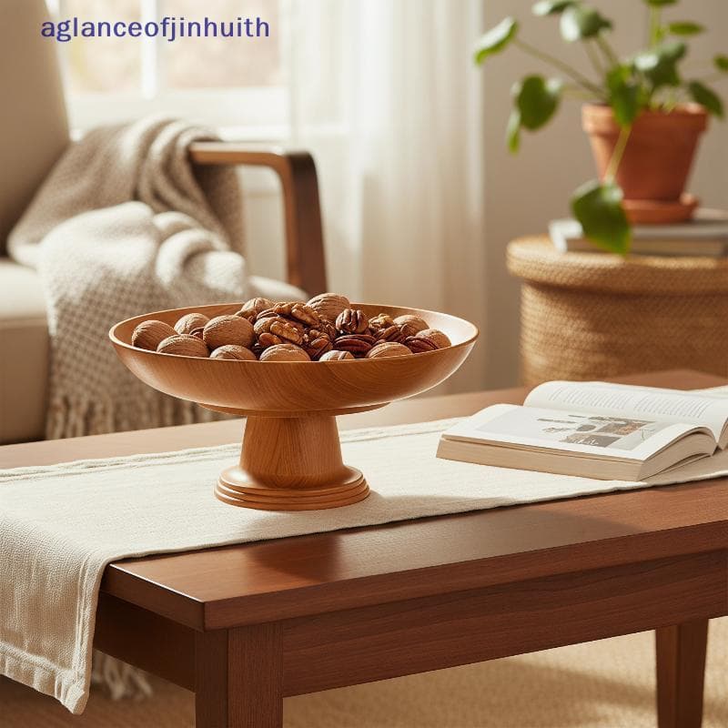 [aglanceofjinhui] Bandeja De Frutas Nórdica Removível De 2 Níveis Placa De Madeira Para Pés Altos Armazenamento De Mesa