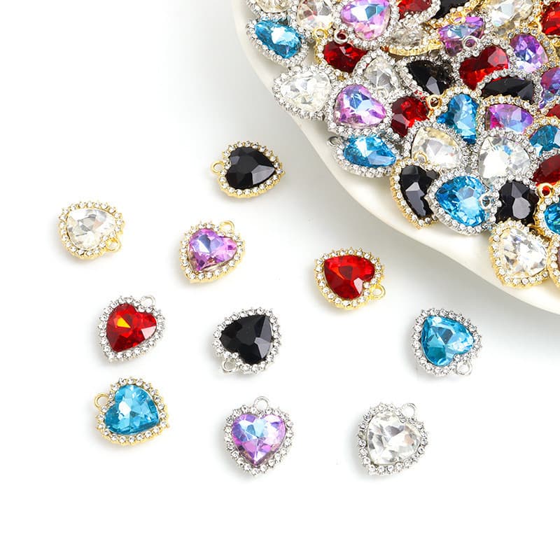 10pcs Vintage Europeu Pêssego Coração Rhinestones Encanta Jóias Estilo Princesa Acessórios De Bijuteria Pulseira Brincos