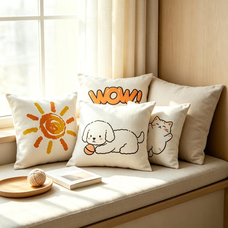 Almofada Estampas Cute Divertidas 45x45 Sofá Quarto Decoração