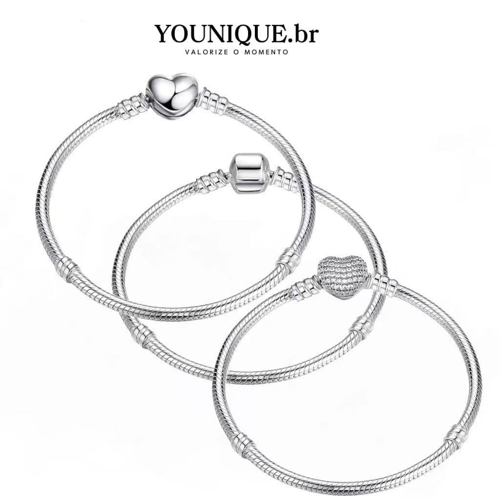 Conjunto de 3 peças pulseiras com pingentes banhadas a prata de 925 Simples e elegante joia hipoalergênica para mulheres