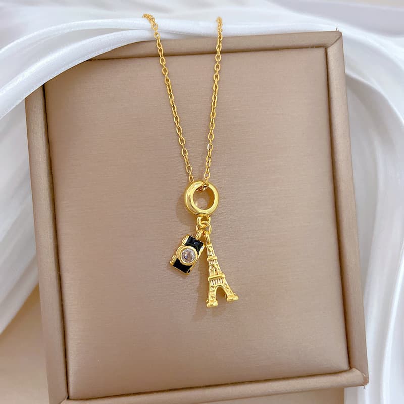 [Colar Fedsolife] [Aço Titânio] Colar de Diamante Elegante e Bonito com Estilo Único e Luxuoso Leve ZS1P