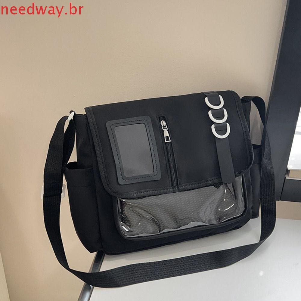 Bolsa Transparente NEEDWAYB, Bolsa de Nylon com Zíper de Cor Sólida Itabag, Bolsa de Ombro para Armazenamento de Mercado