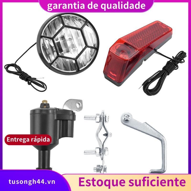 Luz Da Bicicleta Motorizada Gerador De Fricção Dínamo Farol Kit Traseira 6V 3W Acessórios jimarnoldbr