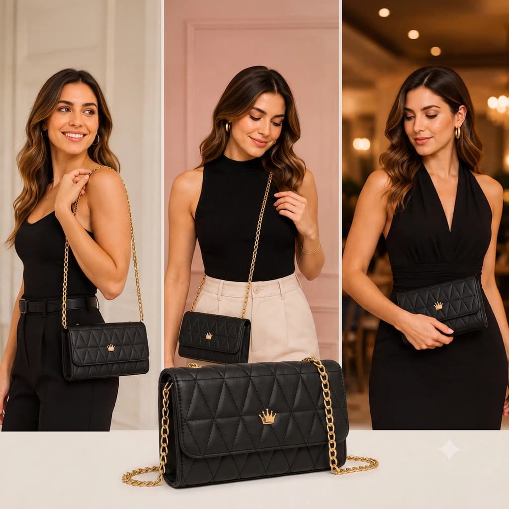 Bolsa Baladinha Clutch Feminina Matelassê Corrente Festa Balada Casamento Elegante