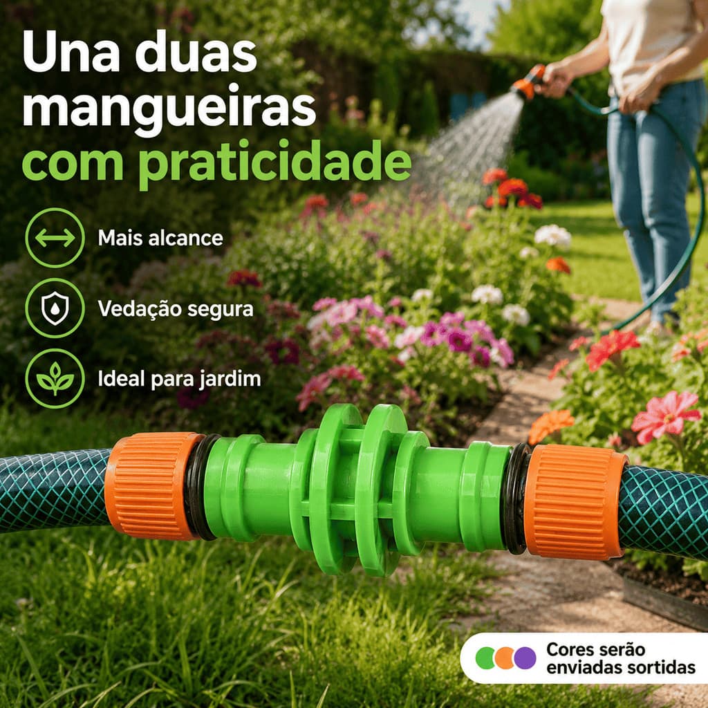 Conector Duplo 1/2 União Mangueiras de jardim Engate Rápido