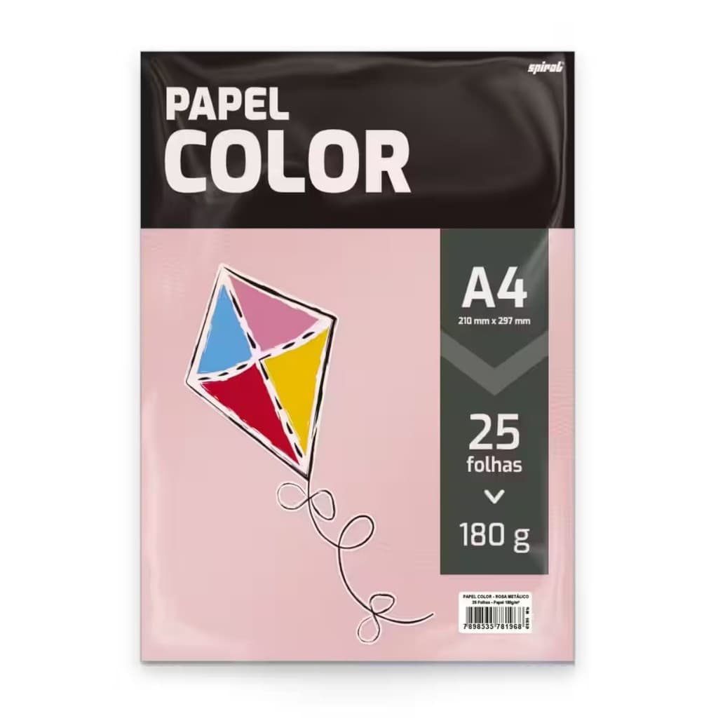 Papel 180g 210x297 color rosa metálico 81968 Spiral 25 FL