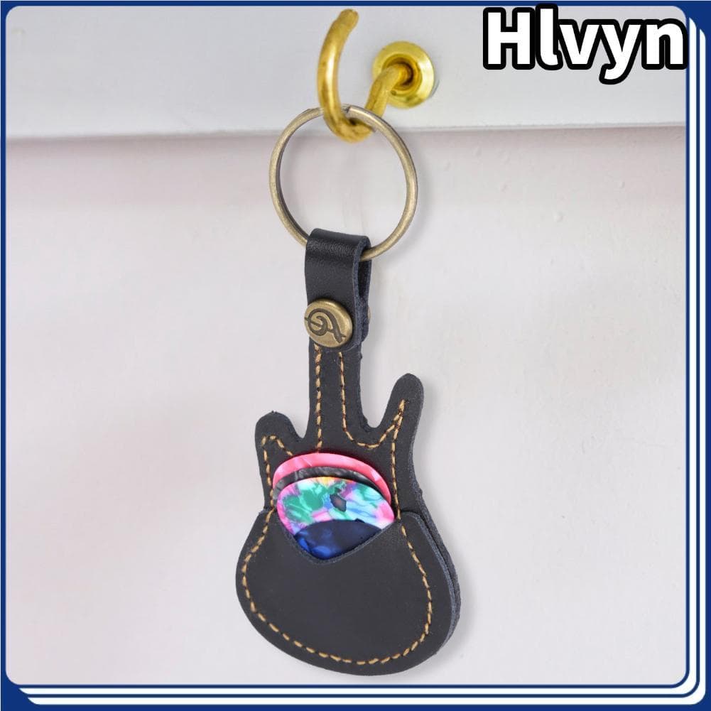 Palhetas em formato de suporte de palheta de guitarra de couro PU Hlvyn-br com 5 peças para baixo elétrico e guitarras