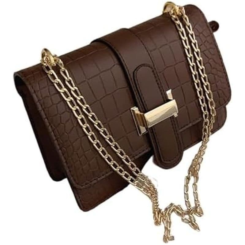 Couro Cruz Corpo Saco Padrão De Pedra Feminino Ombro Único Crossbody Sacos Correntes Bolsas Mensageiro Pequeno Quadrado