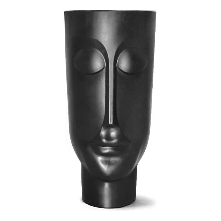Kit de Vaso Decorativo Totem Face Mulher  85 Cm Preto Vaso Decorativo Totem Face Mulher