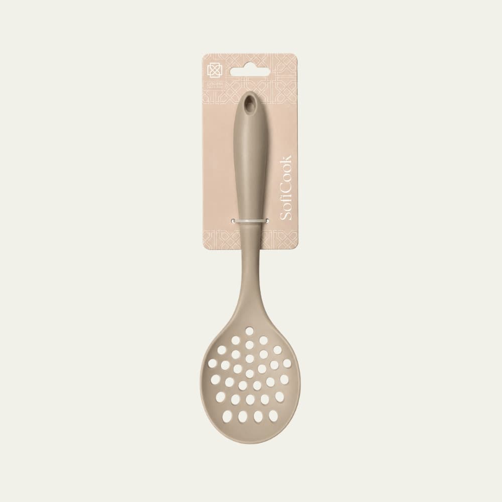 Utensílio de Cozinha Escumadeira Silicone Bege - Doremi Casa e Decor