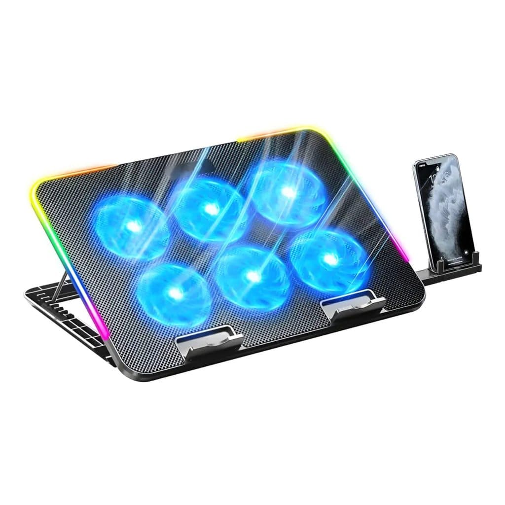 Suporte Notebook 6 Cooler Resfriamento Led Rgb Personaliz...