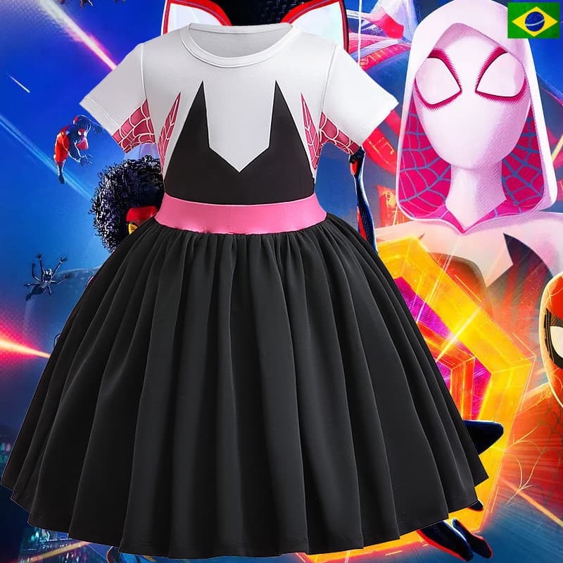 Vestido de Patchwork do Homem-Aranha da Marvel para Cosplay de Halloween |     Vestido de Festa Infantil Feito de T 123