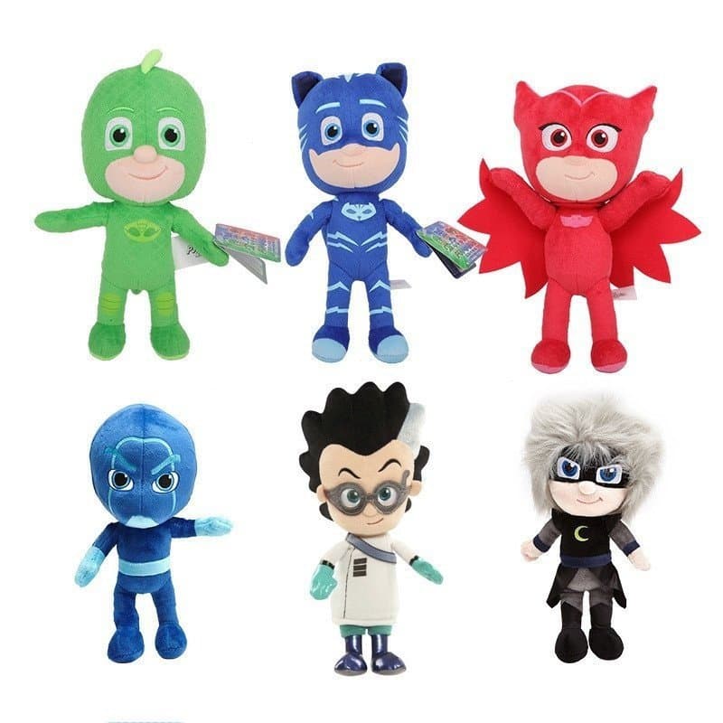 Boneco de Pelúcia Flexível PJ Masks Owlette/Catboy/Gekko/Romeo/Luna Girl/Night Ninja Personagem de Anime Positivo e Nega