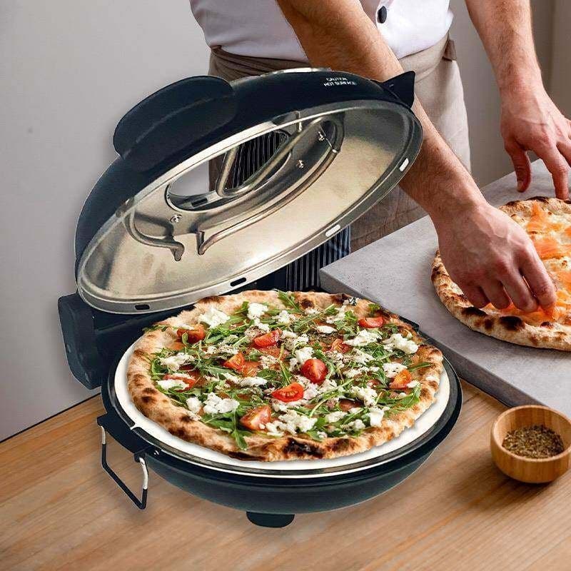 Casa preto vermelho temperatura ajustável fabricante de pizza elétrico portátil Multi-função duplo fogão elétrico pizza