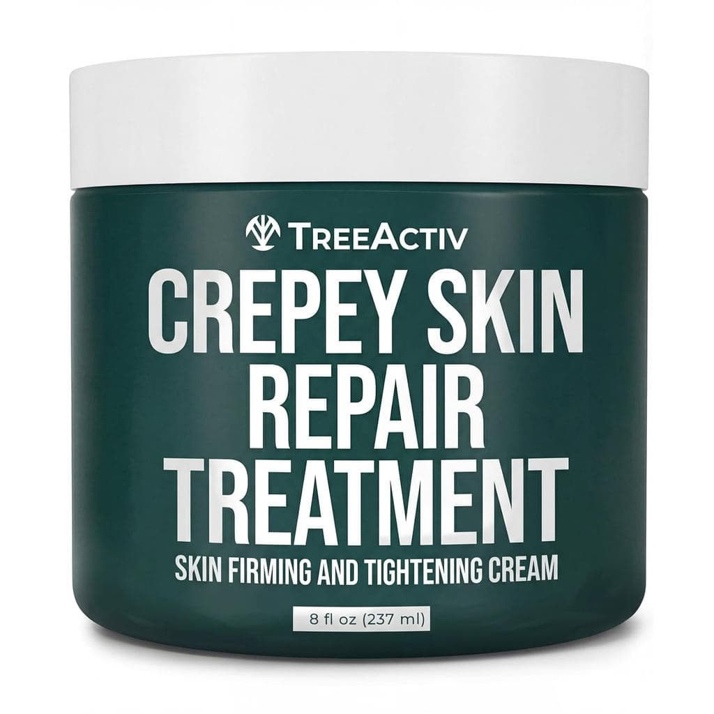 Creme Reparador para Pele Crepeada TreeActiv, 8 oz, Creme Firmador para Corpo e Pescoço com Ácido Hialurônico, Ácido Gli