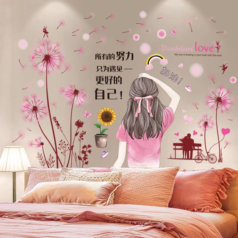 Adesivos de parede quarto influenciador Layout cabeceira fundo decoração da parede papel de parede adesivos de parede au
