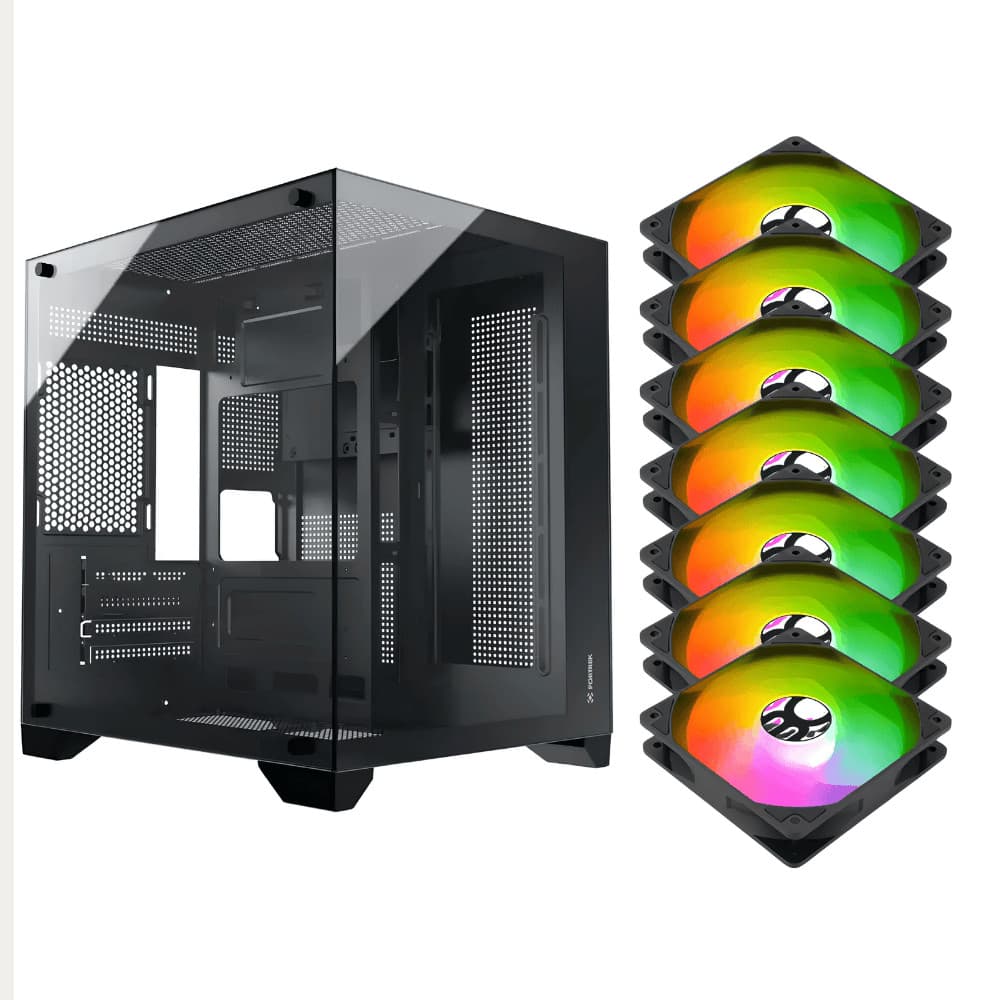 Gabinete Gamer Aquario Clarity Preto + 7 Fans LED Cor RGB