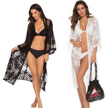 [Novo produto] Preço de fábrica Cardigan bordado de renda Biquíni Cardigan externo Protetor solar Roupas Blusa de praia