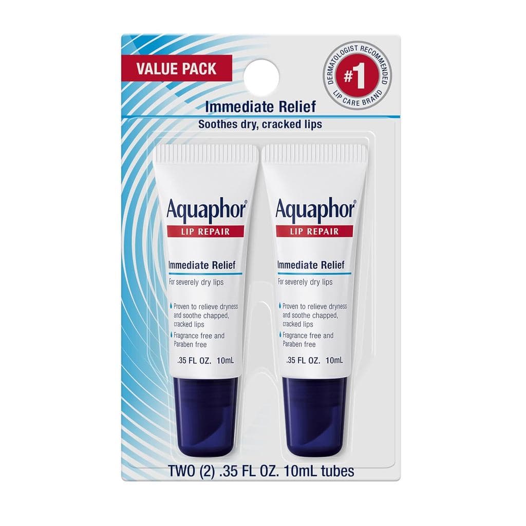 Pomada Reparadora de Lábios Aquaphor, Bálsamo Hidratante para Lábios, Alivia a Secura, Tubo de 0,35, Pacote com 2
