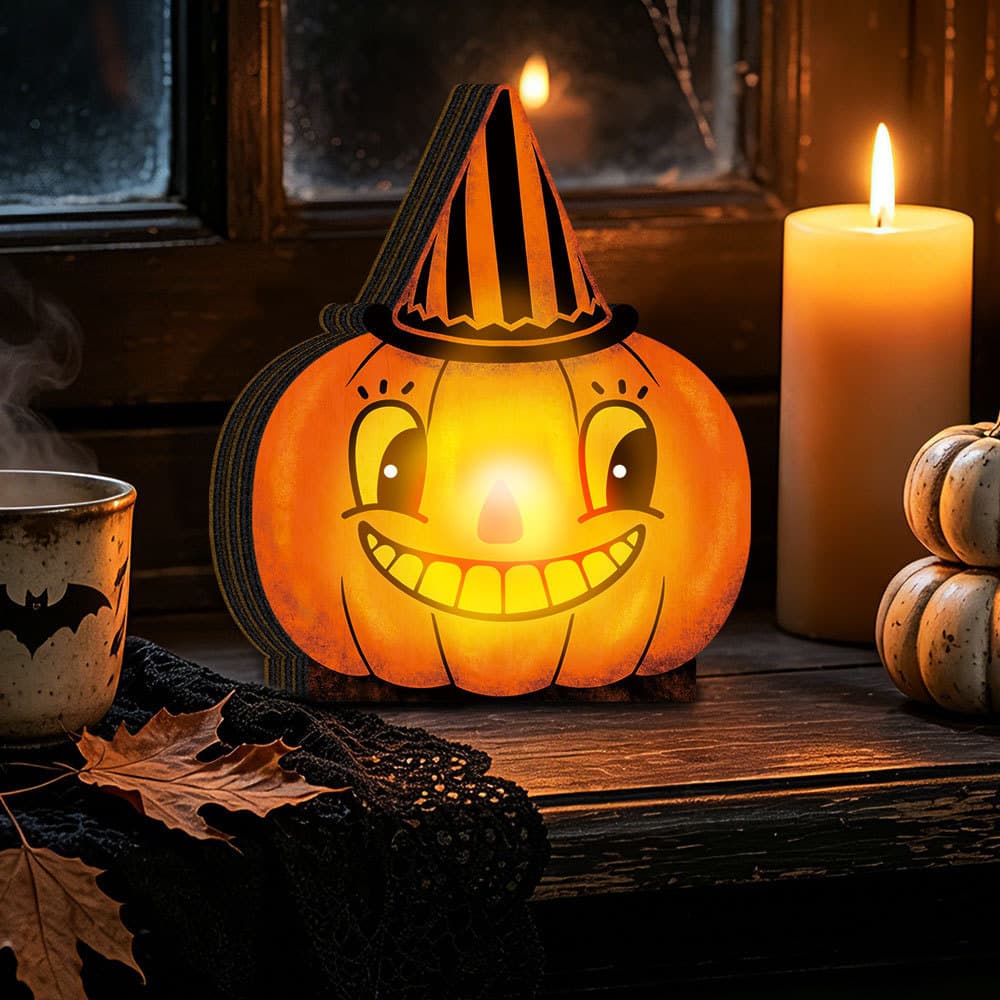 [Estoque pronto] HWMZ082 Decoração retrô luminosa de Halloween LED Decoração de luz Decoração de férias Mesa luminosa de