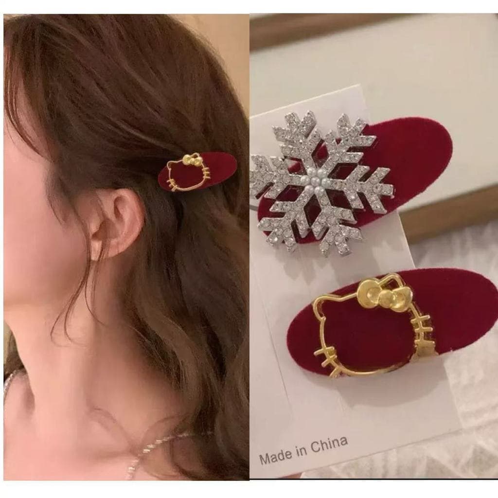 Outono inverno novo estilo ano novo natal floco de neve gatinho clipe lateral Micro diamante reunindo ovo clipe bico de