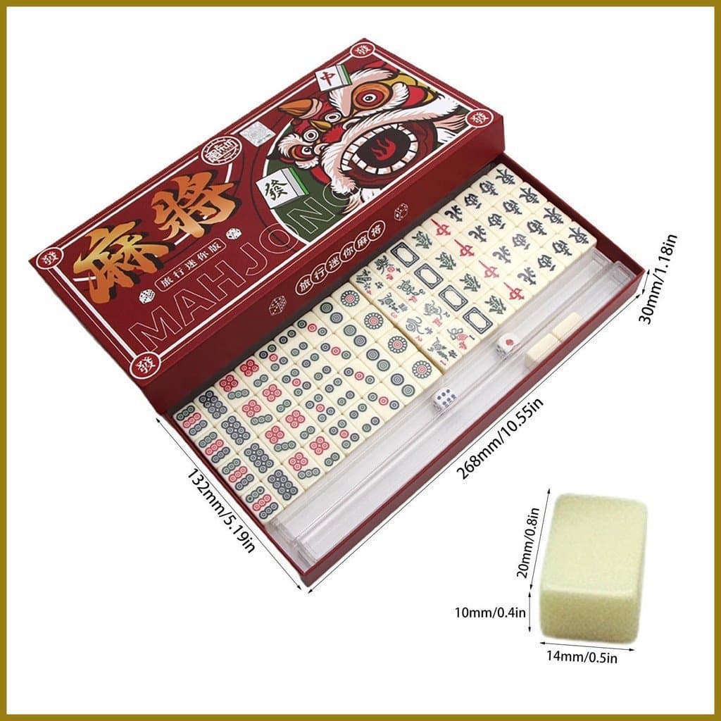 Conjunto Chinês Mahjong Jogos Tradicionais Chineses Presentes Para Mulheres Homens Suprimentos Portáteis E Compactos fua