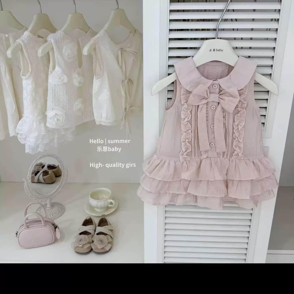 Meninas doce vestido verão crianças boneca saia crianças 3-8 anos de idade roupas infantis