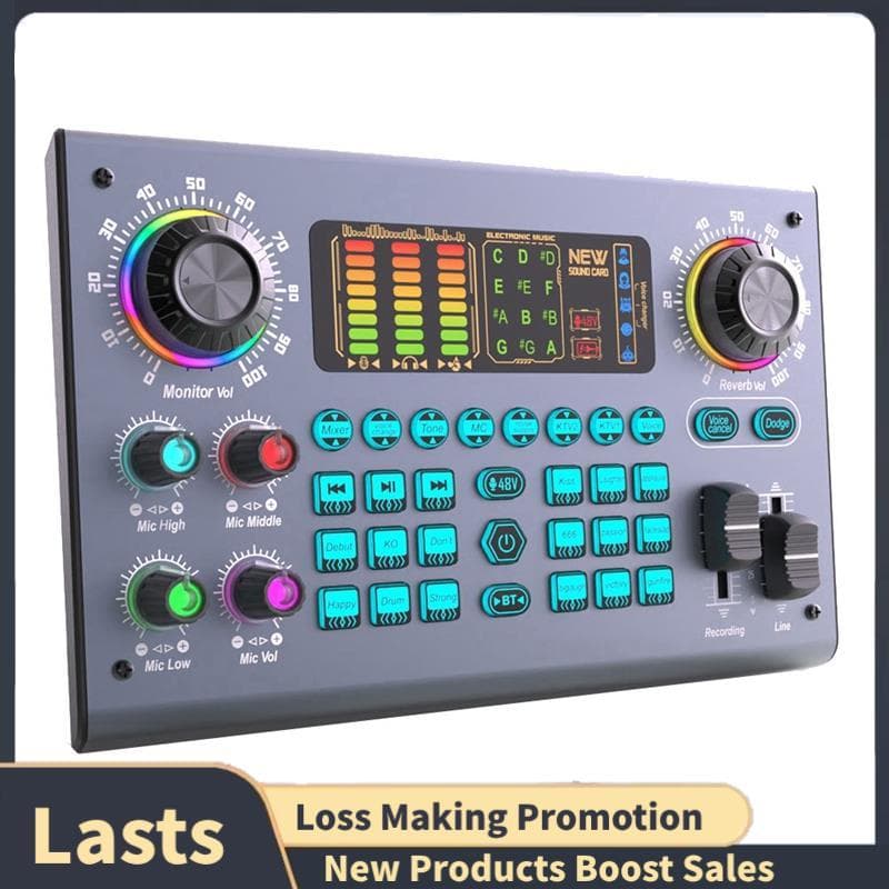 Podcast Profissional Placa De Som Ao Vivo DJ Mixer Equipamento Misturador Áudio Para Gravação De PC Cantando Streaming J