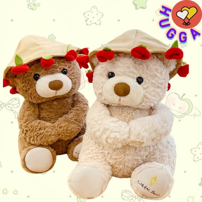 HUGGA Bonito Abraçando Flores Urso Boneca De Pelúcia Divertido Apaziguar Brinquedo Presente De Natal Troca De Festa Brin
