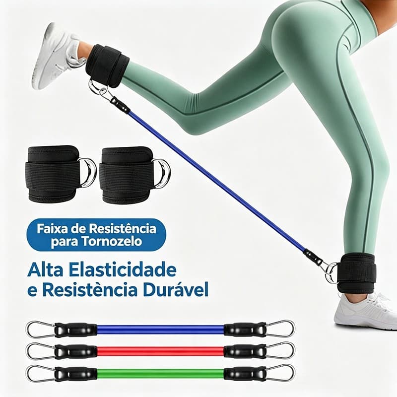 Kit 5 Faixas de Resistência TPE com Tornozeleiras D-Ring – para Musculação, Ginástica e Yoga