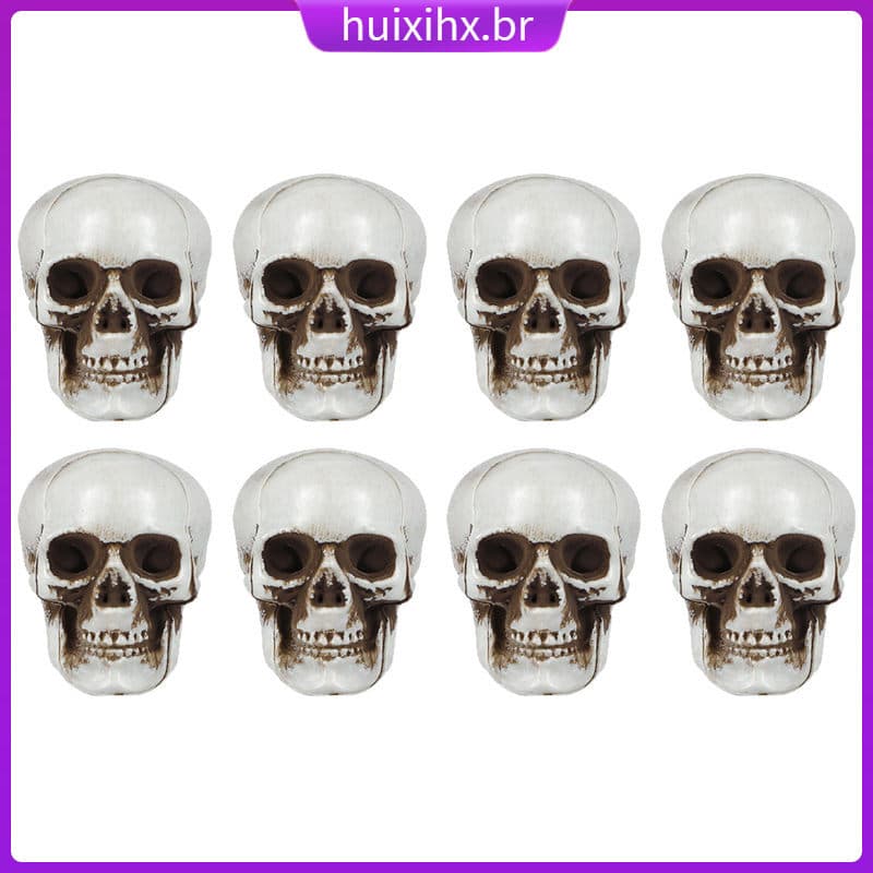 🎃 8Pcs Mini Caveiras de Plástico Cores Sortidas para Halloween - Decoração