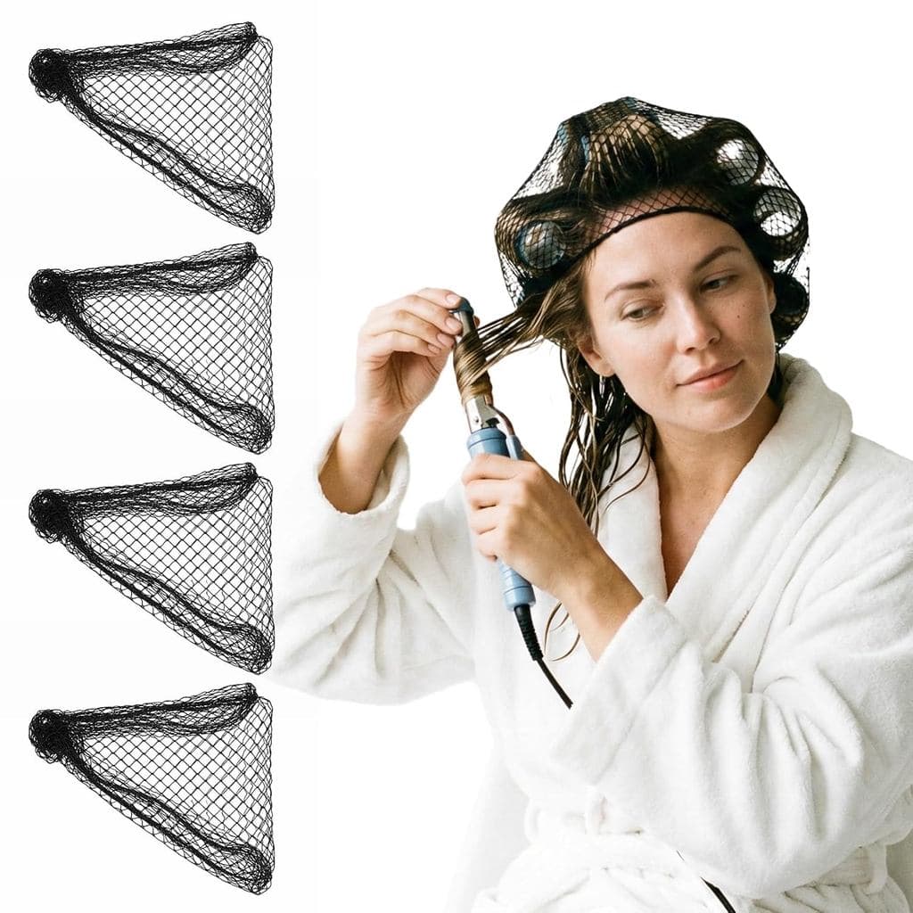 4 Peças de Rede para Cabelo para Rolos, Redes Triangulares Pretas para Dormir, Redes de Malha para Cabelo para Mulheres,