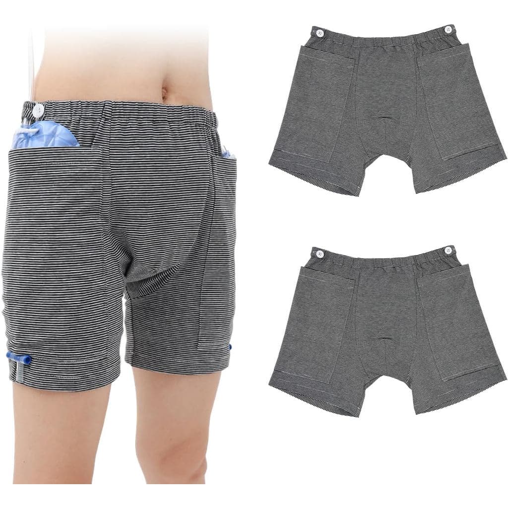 Roupa íntima masculina para cateter com suporte para bolsa de nefrostomia, pacote com 2 unidades, compatível com bolsas