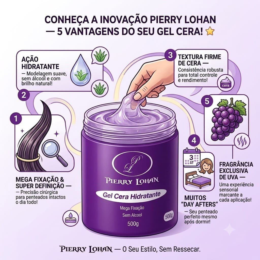 Gel Cera Hidratante Pierry Lohan 500g Mega Fixação e Super Definição