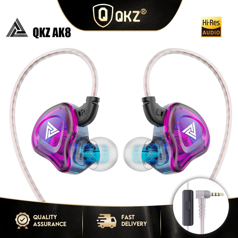 Fones de Ouvido QKZ AK8 Dinâmicos Hi-Fi com Graves Potentes e Microfone