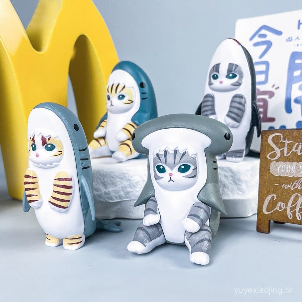 Figura Grande de Gato Fofo Transformável em Forma de Tubarão, Caixa Surpresa, Brinquedo Decorativo Moderno para Mesa