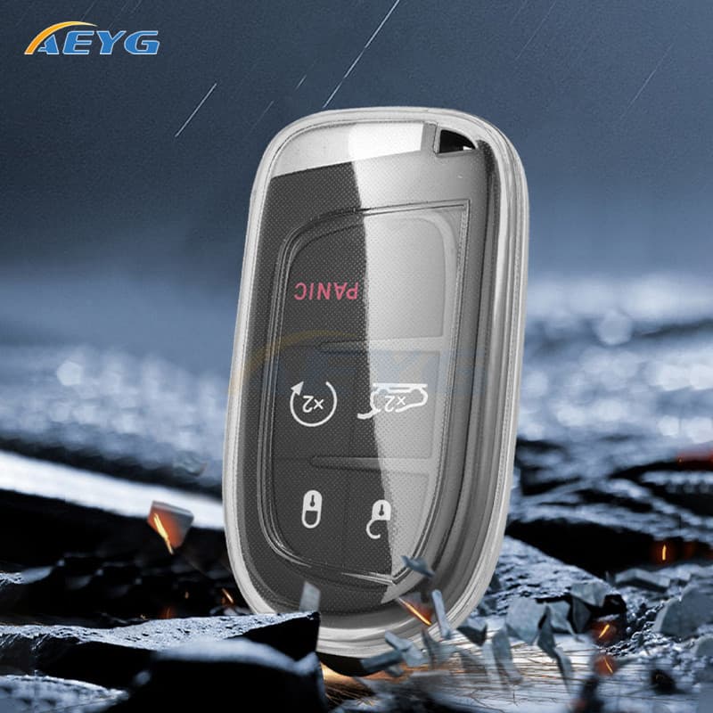 Capa Protetora de TPU para Chave de Carro Jeep Renegade Compass Grand Cherokee Chrysler 300C Wrangler Dodge 8QQG
