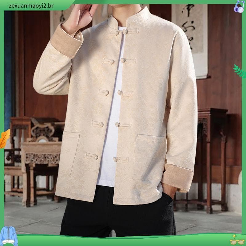 Primavera outono novo estilo estilo chinês Tang terno novo estilo chinês fivela estilo chinês terno de montanha flor esc