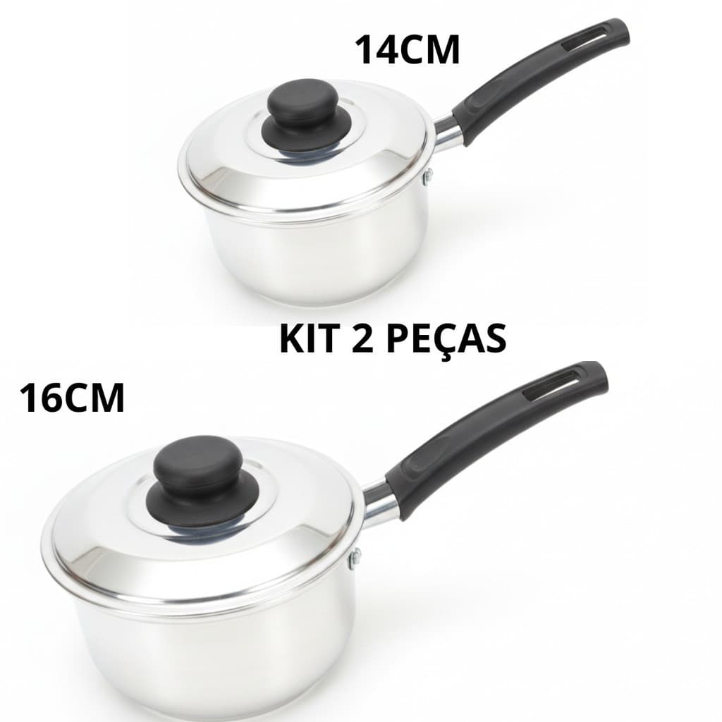 KIT 2 Caçarolas polidas tamanhos 14 e 16