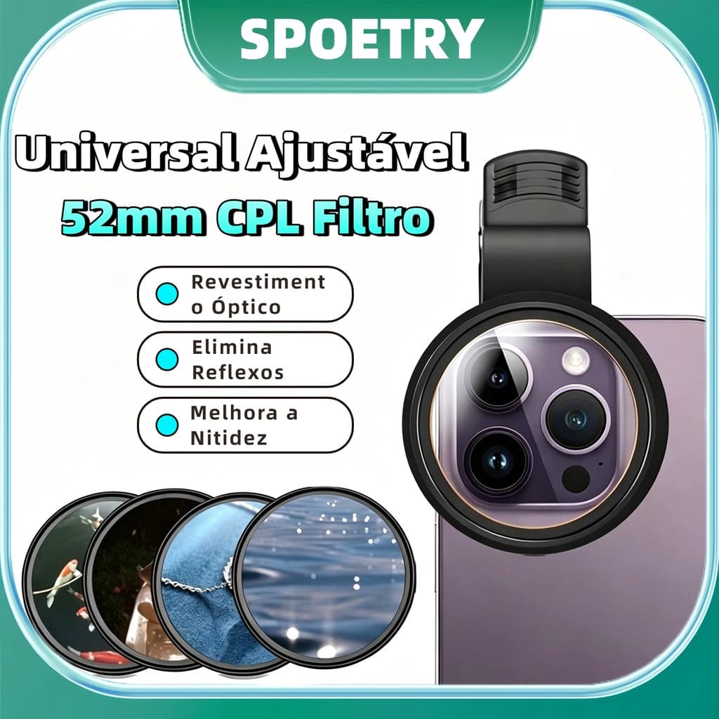 SPOETRY Universal Ajustável 52mm Clipe De Lente De Câmera De Telefone CPL Filtro Gradiente Acrílica