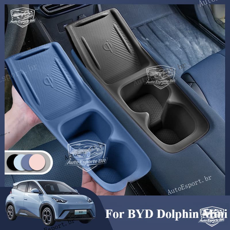 ​             Para BYD Dolphin Mini/Seagull: Conjunto Protetor de Silicone para Carregador Sem Fio e Porta-Copos do Cons