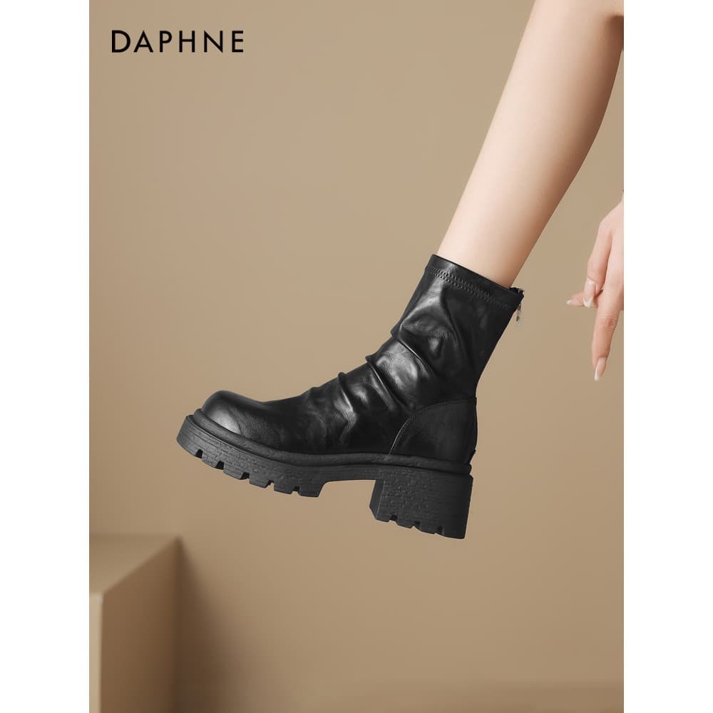 Daphne botas curtas de sola grossa feminina 2026 novo estilo botas finas de salto alto botas de primavera aumentando sap