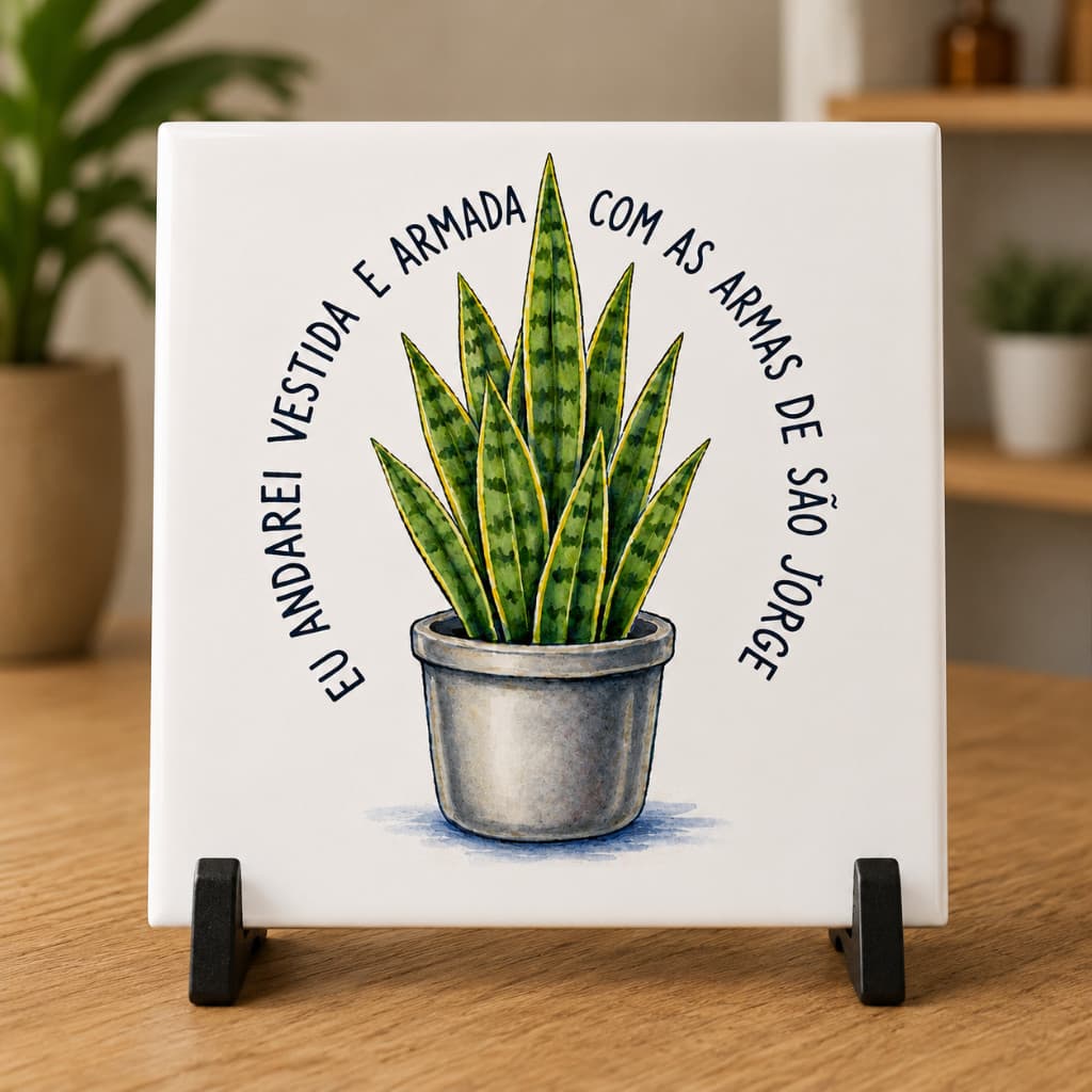 Azulejo Decorativo Frase São Jorge frases Umbanda Axé Orixas -com Suporte