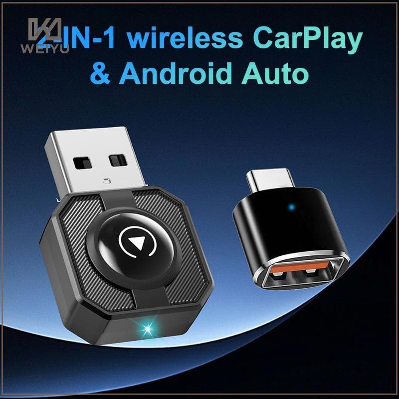 WEIYU Mini Adaptador Automático Sem Fio CarPlay Android Com Para 2 Em 1 Carro Ai Caixa Plug E Paly BR