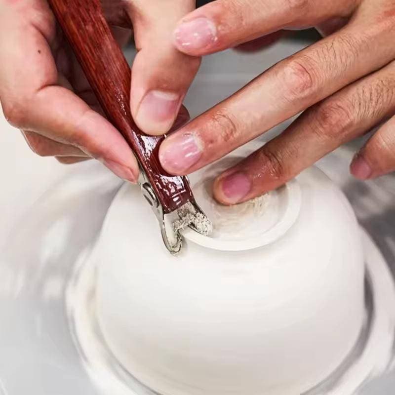 Chuaniaji Cabo De Madeira Argila Inferior Aparar Ferramentas Cerâmica Modelagem Anel Pé Raspador Vaso De Flores Placa Co