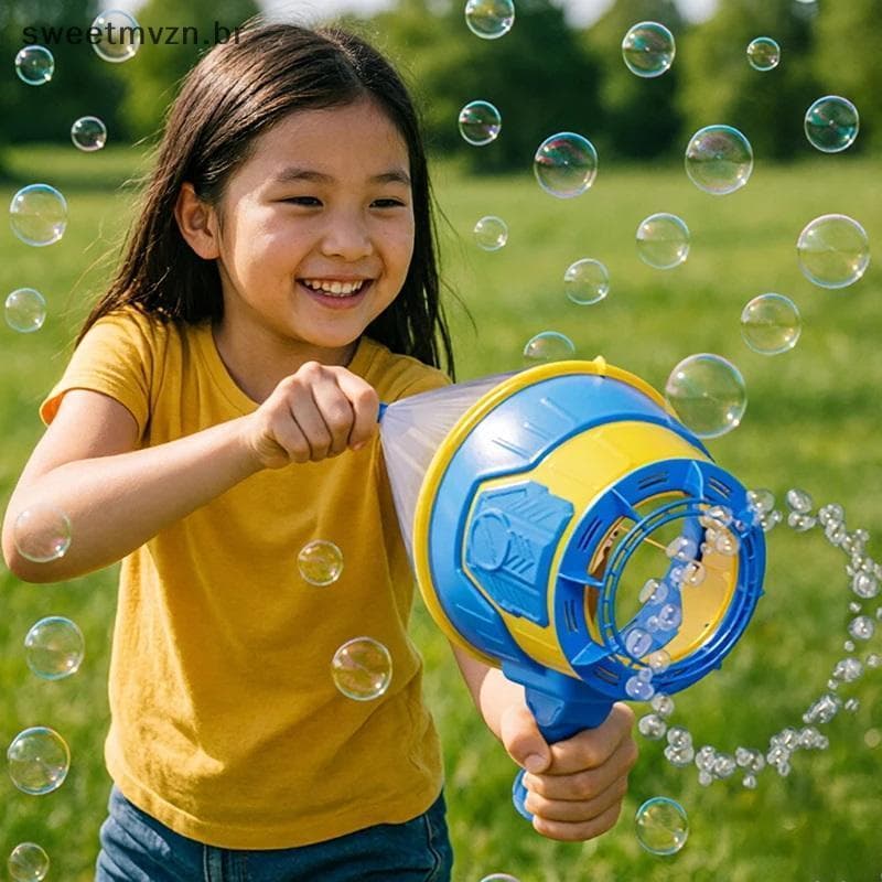 sweetmvzn Canhão De Ar Bolha De Sabão Novidade Brinquedos Crianças Ao Livre Jogar Máquina Portátil Multi Buraco Interati