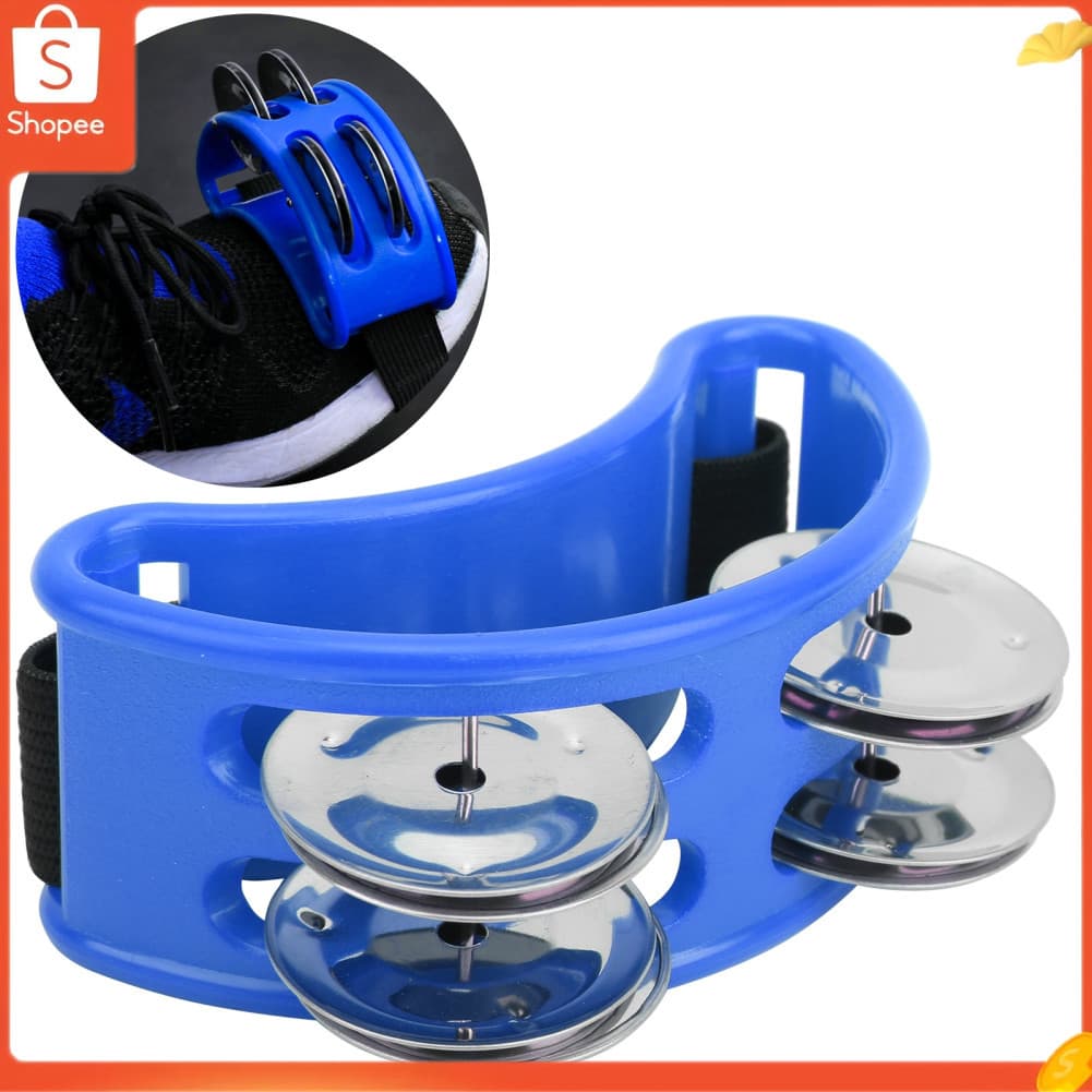 audiohome01.br Pandeiro Elíptico Percussão Jingle Foot Bell Caixa Cajon Tambor Acessórios GiftBlue