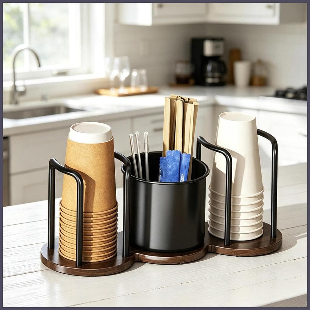 Suporte De Copo E Tampa Estável , Base De 3 Compartimentos , De Café , Para Mesa De Balcão , Sofá tiankabbr