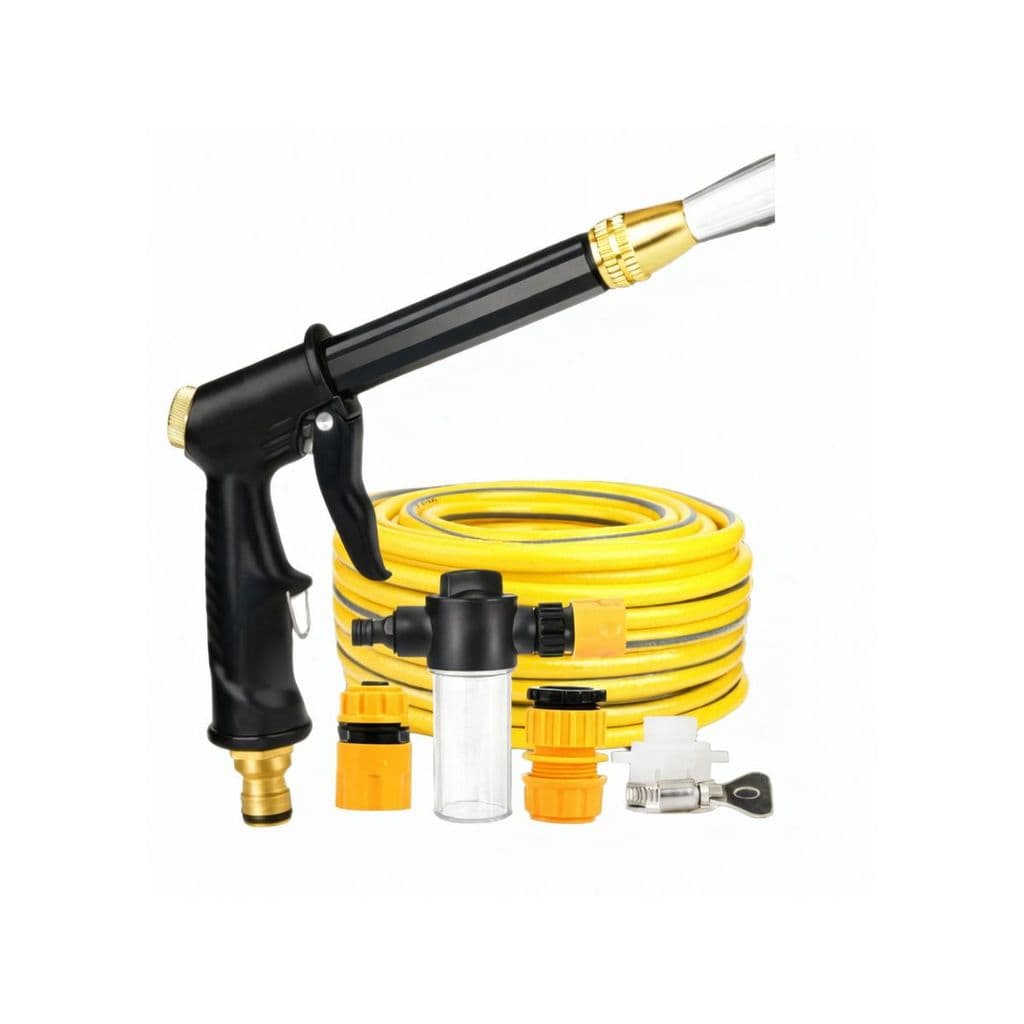 Kit Mangueira Lavagem De Carros Com Esguicho Engate Rápido Adaptadores Bico Para Jardim Moto Limpeza Automotiva Completa